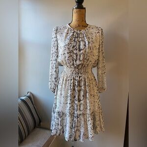 J. Crew factory Black and Cream Snake Skin Design Long Sleeve Women’s Dress